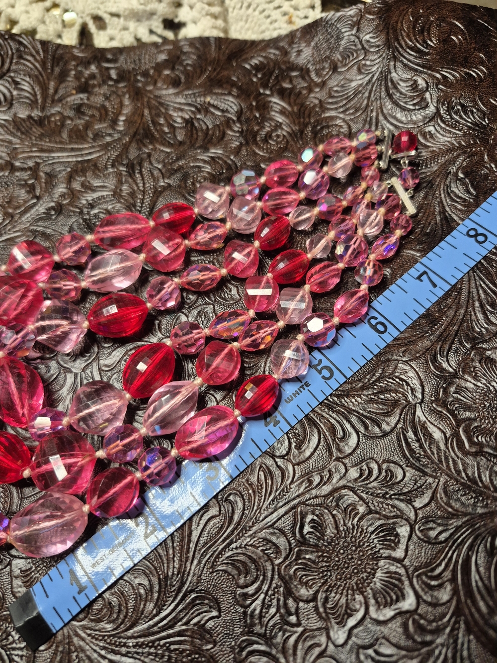 Pink Multi-Strand Faceted Bead Necklace - Picture 5 of 5